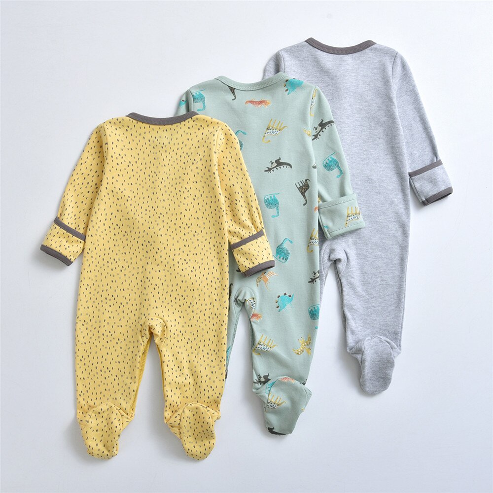 Mono Unisex de manga larga para bebé, 100% de algodón, atuendo de pijamas de 0 a 12 meses, 3 unidades