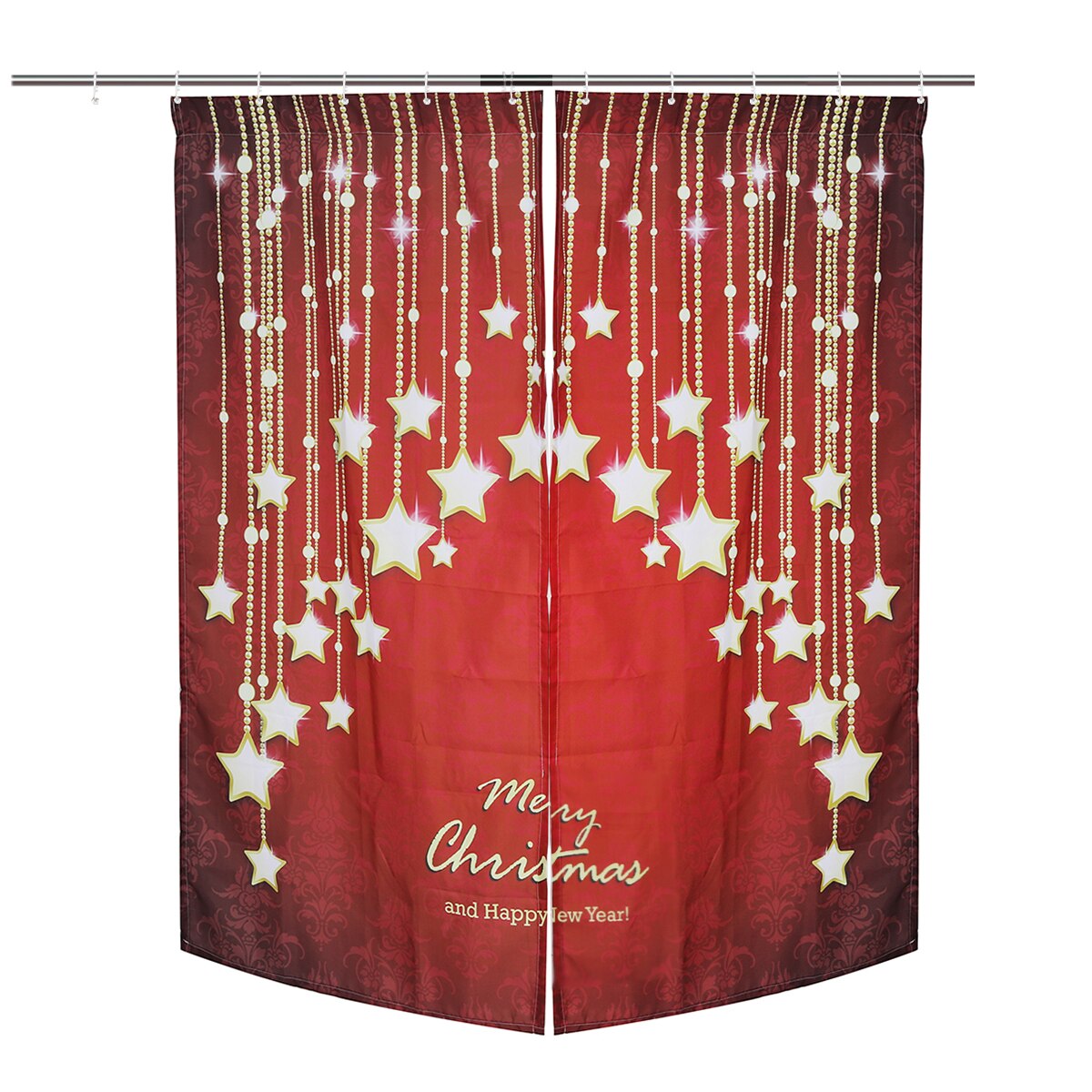 2 uds. Decoraciones de Año cortinas para sala de estar decoración de dormitorio Navidad estrellas doradas ventana roja cortina decoración del hogar