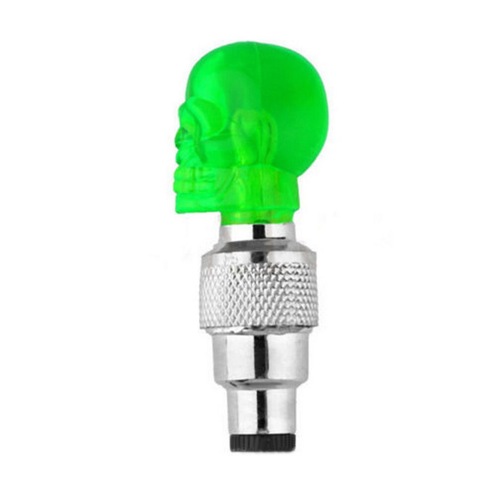 2 / 4 Pcs Ventiel Security Ultra-Heldere Led Cap Meerdere Kleuren Skull Head Voor Fiets Auto motorfiets Wiel Band Licht: Skull green