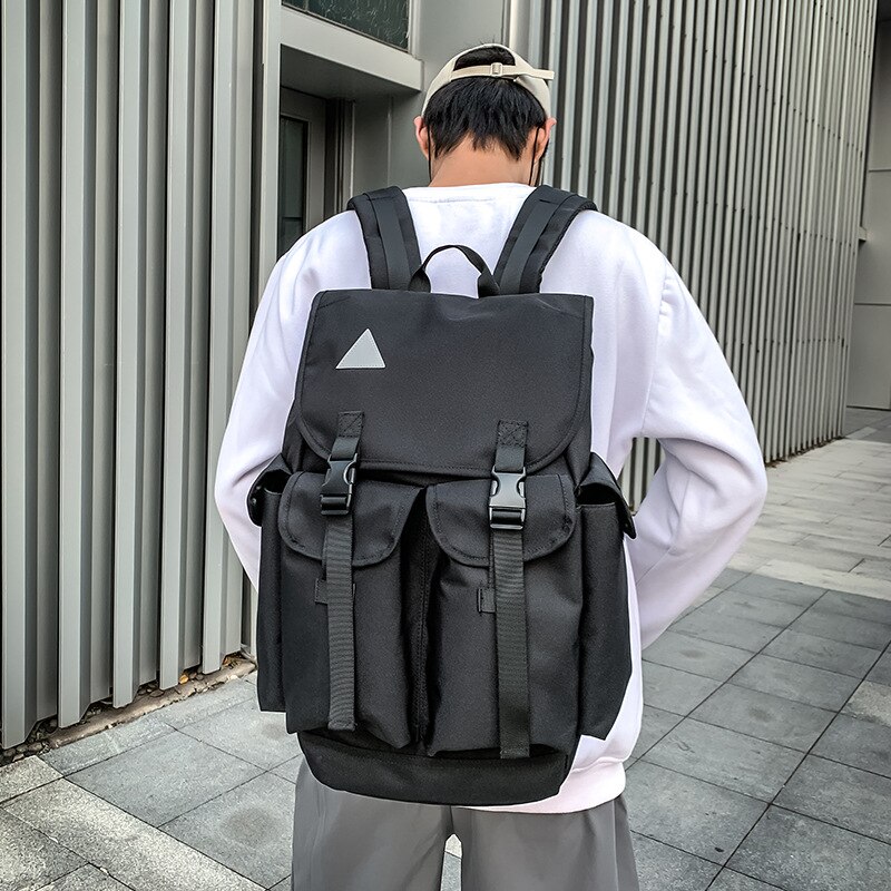 Unisex Oxford Backpack - Fashion Style - Zipper Closure - Interior Compartment - External Frame