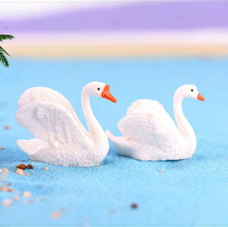 Mini Swans 2Pcs /Lot White Mini Aquarium Decoration Swan Mini... – Grandado