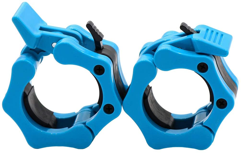 Olympic Barbell Clamps 2inch Quick Release Pair of Locking Weight Bar Plate Locks Collar Clip for Weightlifting Fitness Training: Blue
