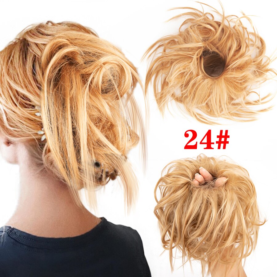 Alileader Synthetische Chignon Messy Knot Warrige Haarstukje 13 Kleur Elastische Band Chignon Synthetische Flexibele Haar Broodjes Voor Vrouwen: 24 jiwei
