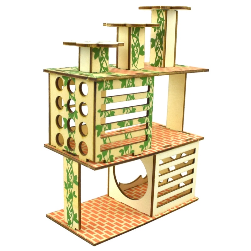 Hamster Houten Villa Huis Klimmen Speelgoed Hideout Nesting Leefgebied Voor Chinchilla Cavia Kleine Dieren 5 Stijlen