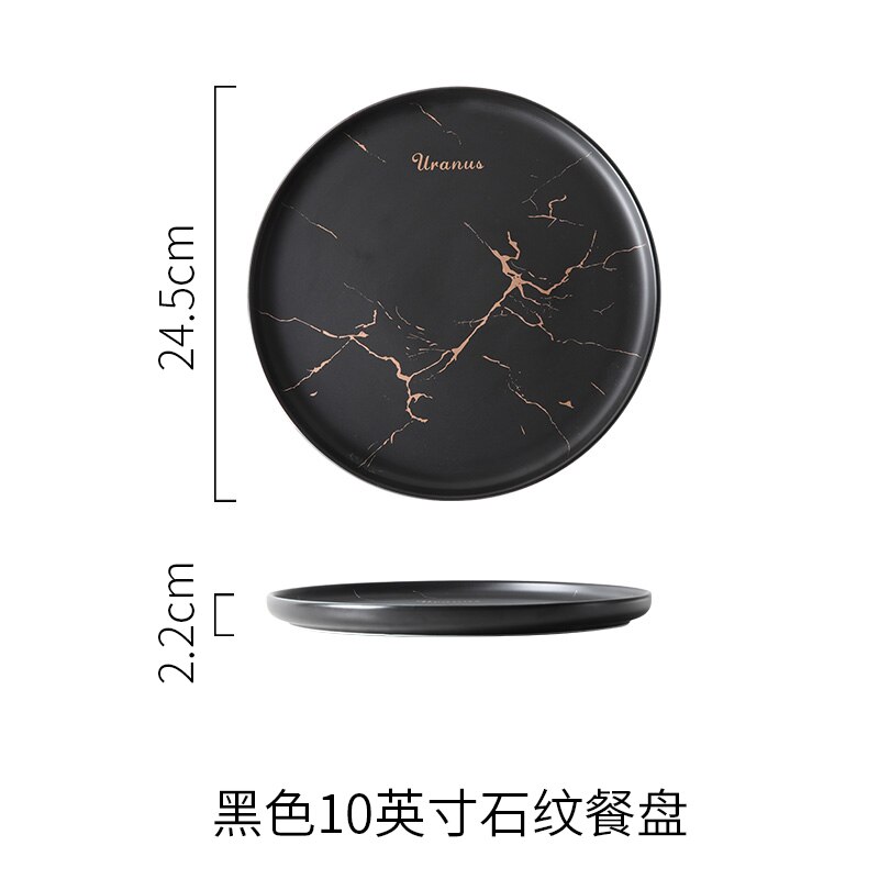 Steak Plate Western Food Plate Household Ceramic European Style Steak Knife And Fork Plate Set: Coffee