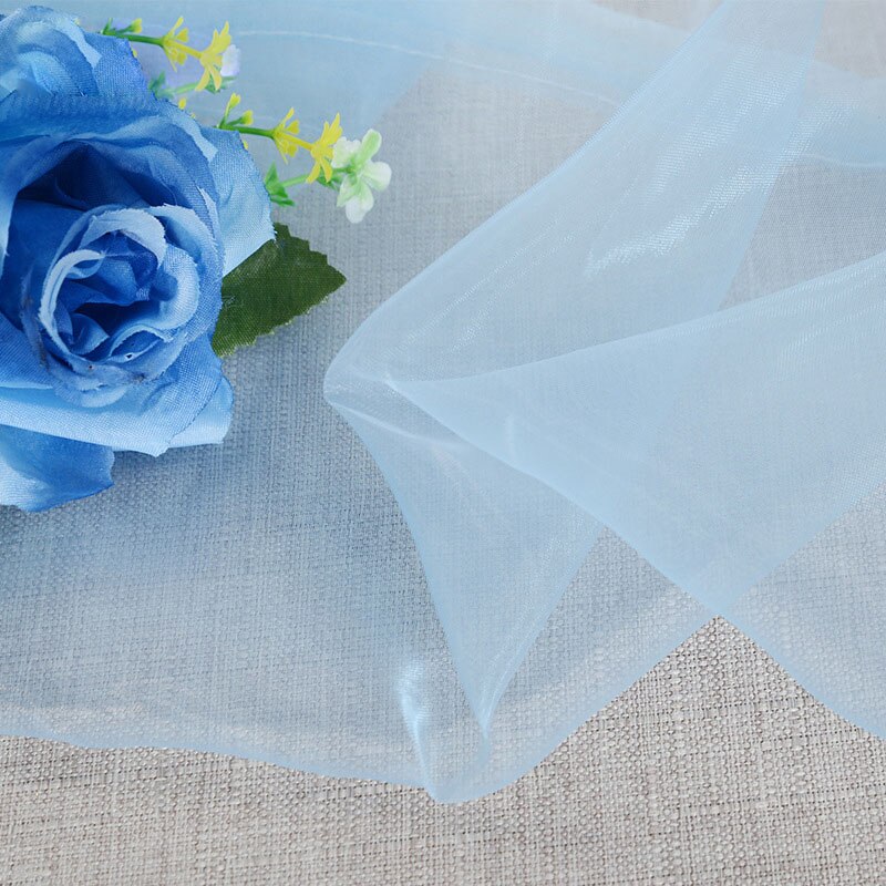 Mignon saule feuille Tulle rideaux stores Voile Style pastorale saule fenêtre florale cortines décoratives pour chambre salon: Bleu / 1*2.7