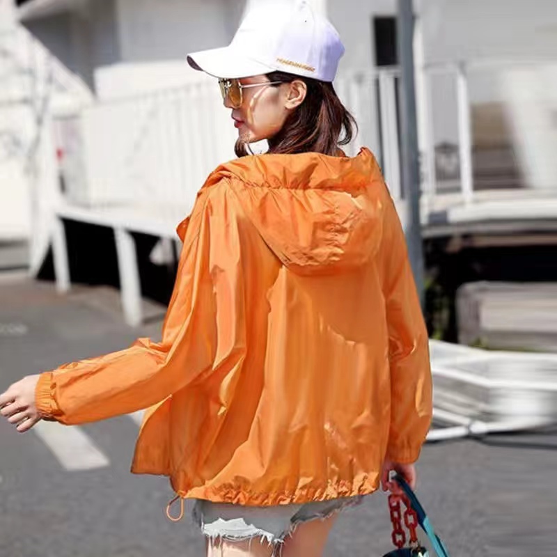 Casaco protetor solar fino para mulheres, tamanho grande, roupas de proteção solar, jaqueta Joker, blusa feminina, moda verão, nova, 2024: L / CÉU AZUL
