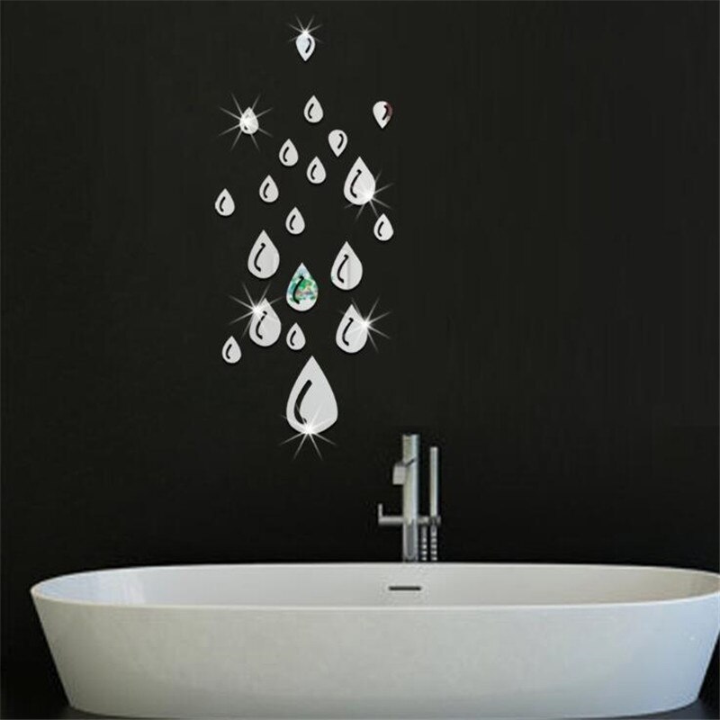 Acryl Spiegel Sticker Zelfklevende Muur Sticker Creatieve Raindrop Glas Sticker Voor Badkamer Glas Thuis Badkamer Decor