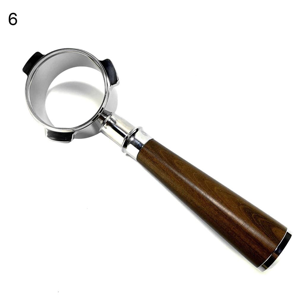 Træhåndtag filternet 54mm kaffe espressomaskine portafilter filterkurv til breville 870/875/808 mesh filter kaffegrej: 6 no filterkurv