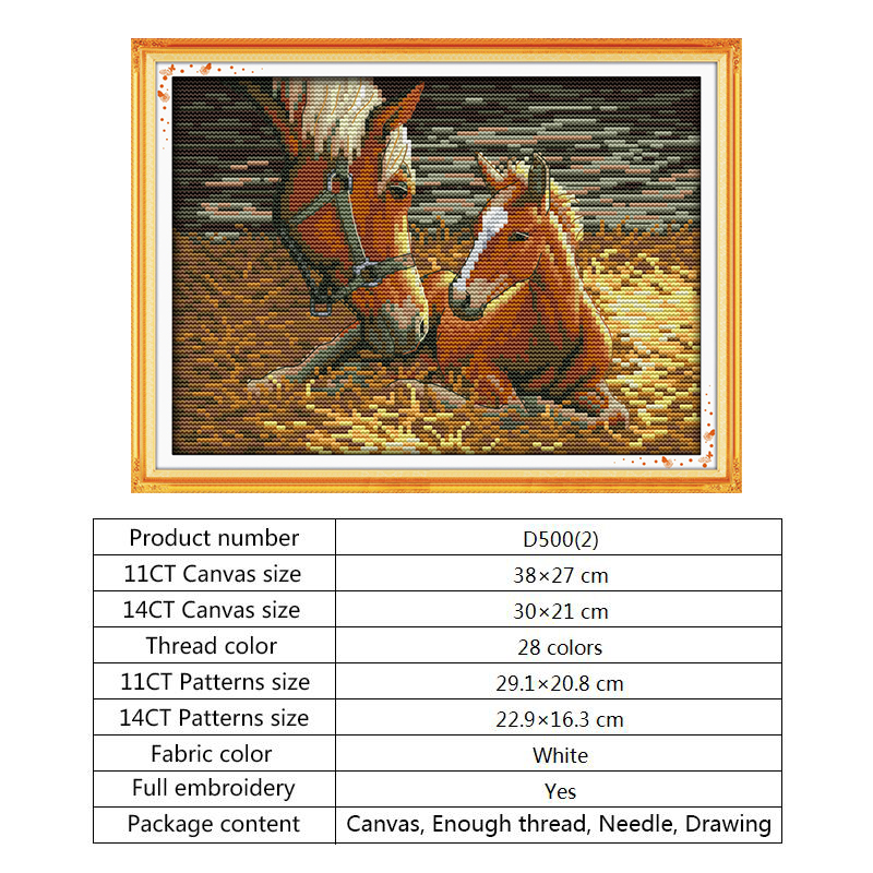 Chinese Cross Stitch Horse Patterns DMC Floss Embroidery Kit 14ct 11ct Counted Print on Canvas Aida Fabric DIY Needlework Kits: Cross stitch D500(2) / 11ct Counted Canvas