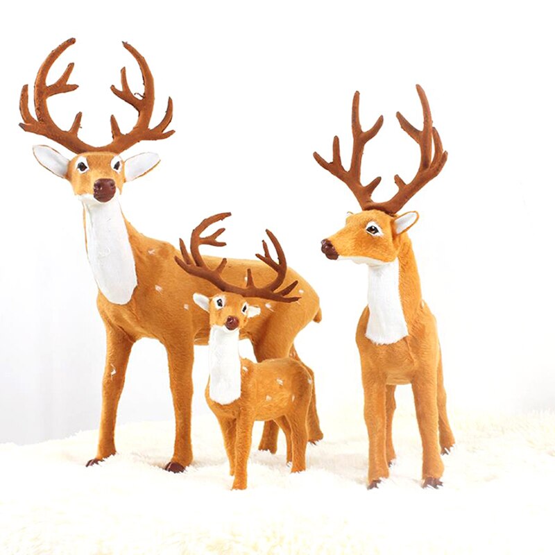 1 Pcs Cartoon Leuke Simulatie Kerst Herten Rendieren Elanden Pop Huis Tuin Miniaturen Decoratie