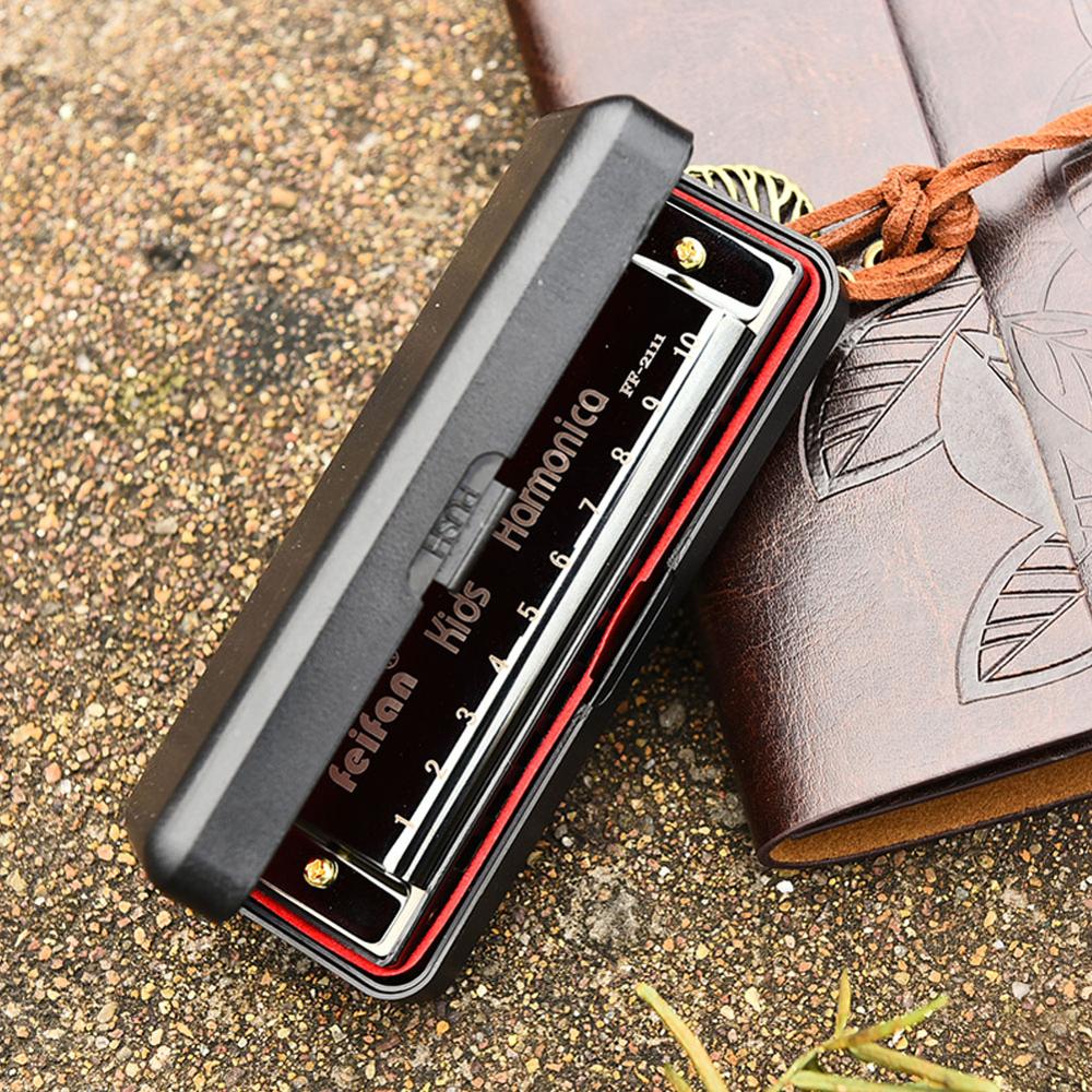 10 Holes Key of C Blues Harmonica Musical Instrument Educational Toy with Case