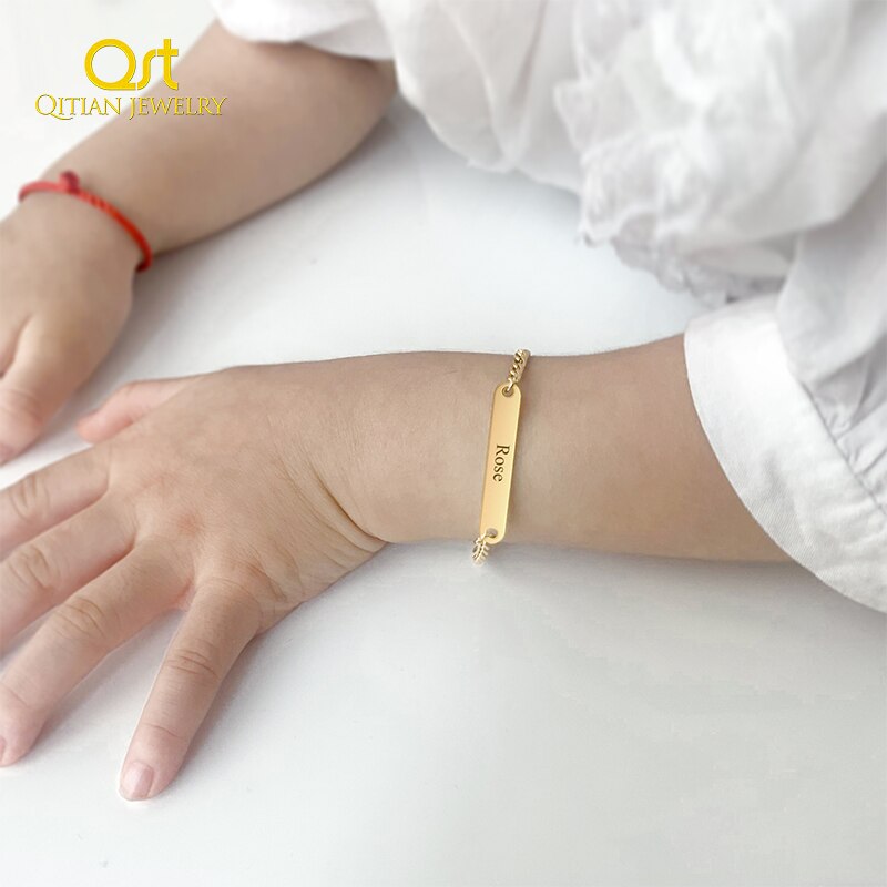 Pulseira personalizada com nome, bracelete de bebê personalizado, para mulheres e crianças, joias gravadas, nome, mensagem de amor, presente para bebê