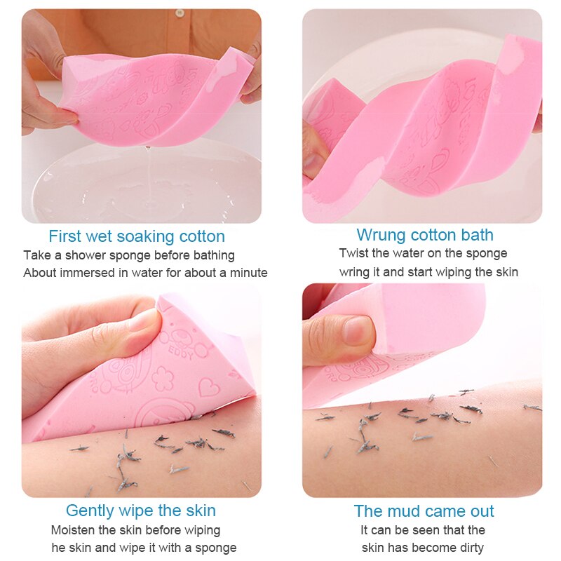 Niño de dibujos animados de lavado suave de esponja exfoliante Bady lavado del cuerpo baño revestimiento ducha cepillo para Spa almohadilla de fregar colorido sólido