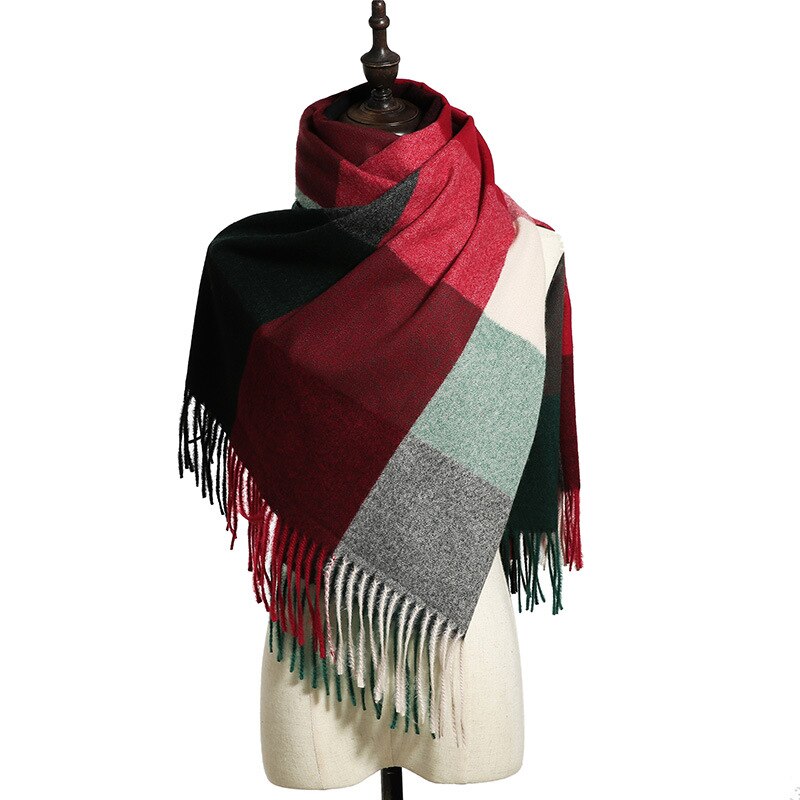 Dianruo Klassieke Herfst Winter Grace Vrouwelijke Plaid Sjaal Vrouwen Sjaals Brede Roosters Lange Shawl Wrap Deken Warm Sjaals R331: 6