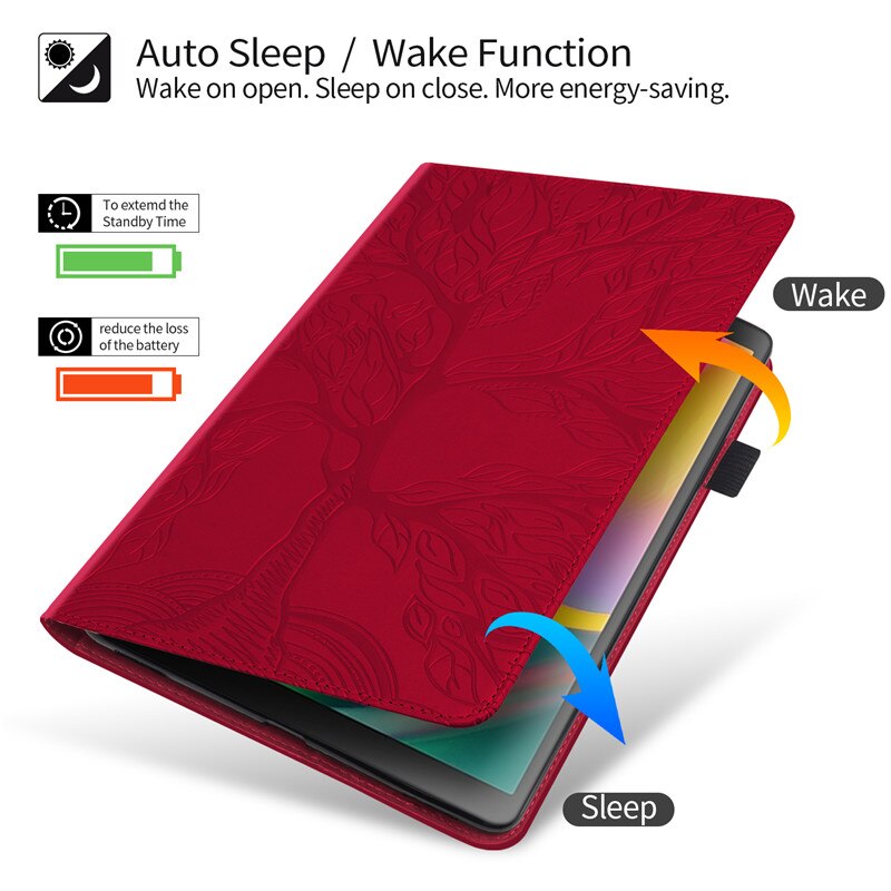 Tablet Case for iPad 8th 7th Gen 10.2" - Embossed Leather Folio Cover - Shockproof & Anti-Dust