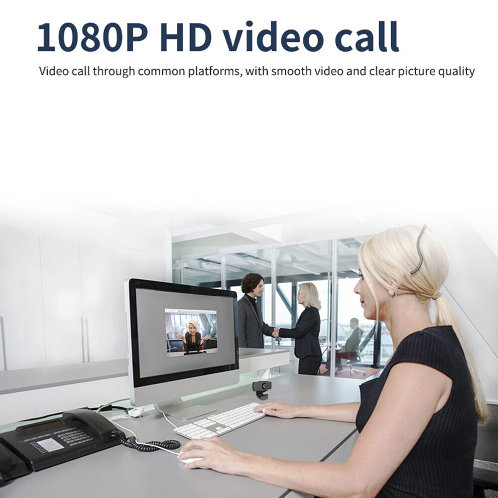 Webcam Full HD 1080P USB Mini Computer Web Camera Built-in Microphone Flexible Rotatable Camera Web for Desktop With a Tripod