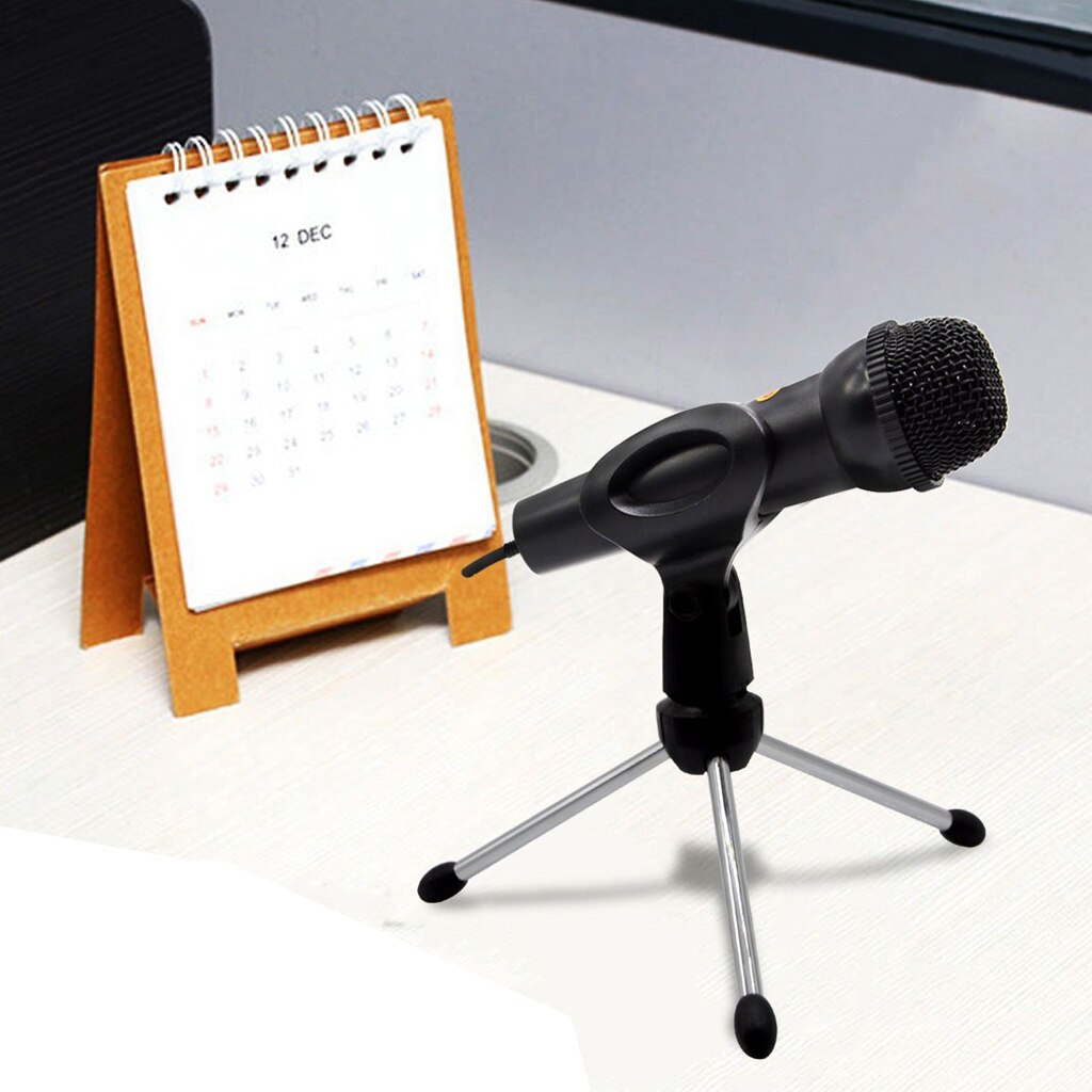 Microphone Desk Stand Desktop Tabletop Mic Clip Folding Tripod Home Studio