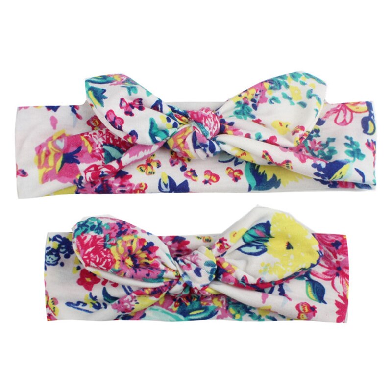 2 Pçs/set Mom &amp; Baby Headbands Turbante Bebê Mãe Filha Mãe Impressão Pai-Filho Orelhas de Coelho Hairband Floral Acessórios Para o Cabelo: Type G