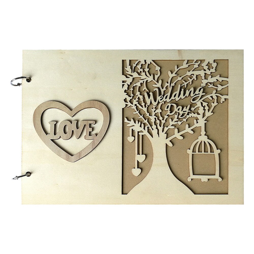 Message book gorgeous wooden wedding supplies love hollow Mar & Mrs message book record wedding memories #4M14