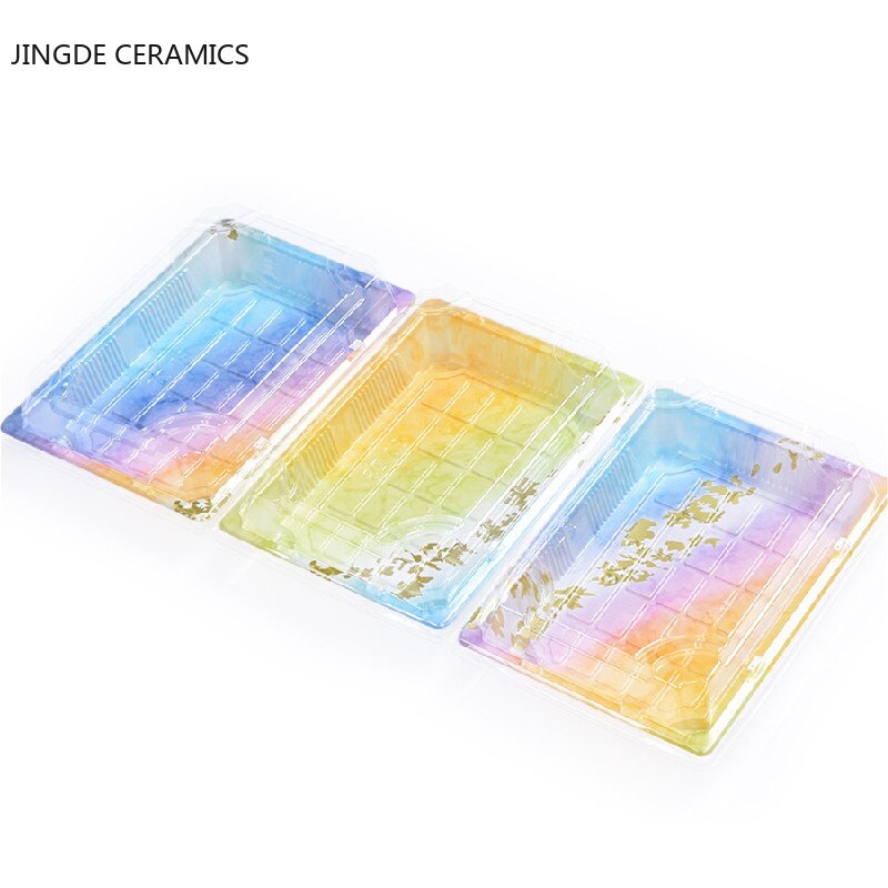 50pcs Japanese Disposable Sushi Packing Box Lunch Box Fruit Boxes Sashimi Sushi Food Container Portable Take Out Boxes