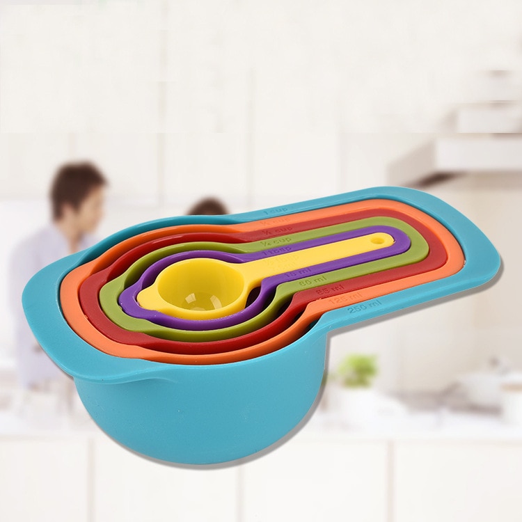 Utensilios de cocina apilables Arco Iris, accesorios de cocina de 6 piezas, taza medidora, conjunto de 6 unidades