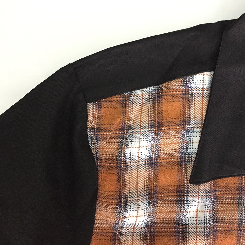 Shirts Men 50s Rockabilly Shirts Men Vintage Punk Rave Shirts Short Sleeve Plaid Printed Rolling Rock Shirt Casual US size