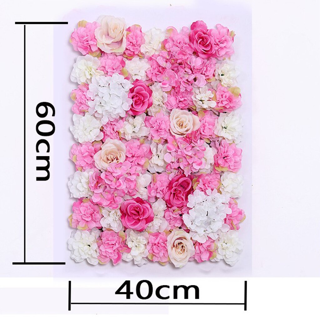 Pack of 4, Artificial Beautiful Flower Wall Panel Wedding Background Venue Shop Window Showcase Party Stage Decor Pink