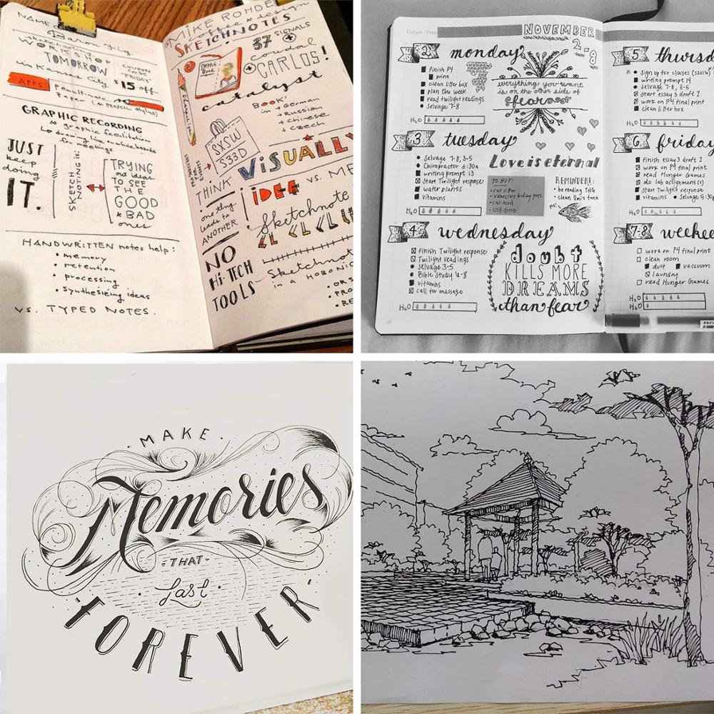 4 Pcs/set Chinese Calligraphy Pen Hand Lettering Pens Brush Lettering Pens Markers for Writing Drawing Black Ink Pens Art Marker