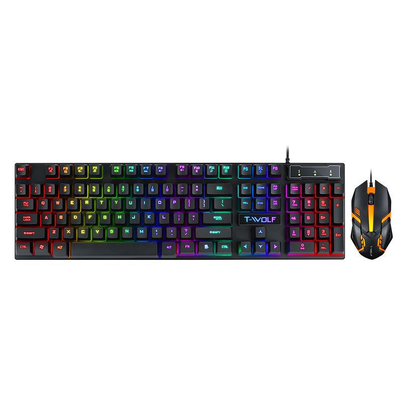 Zestaw Klawiatura i Mysz Gamingowa LED Podświetlana 104 Klawisze USB Ergonomiczna Multimedialna