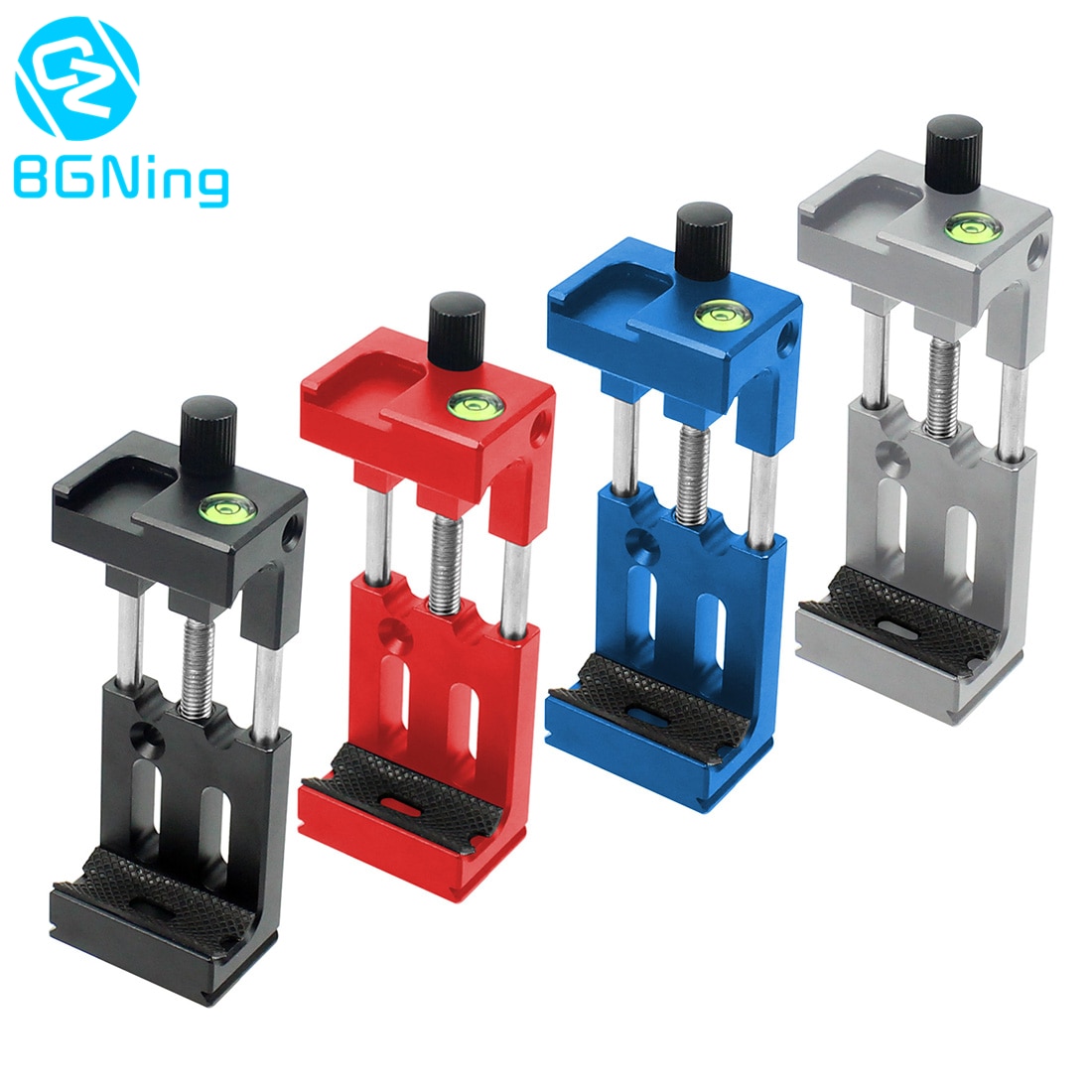 BGNing XJ-8 Phone Clip Tripod Head Bracket Mobile Phone Holder for Flashlight Microphone w/ Spirit level Cold Shoe Mount Adapter