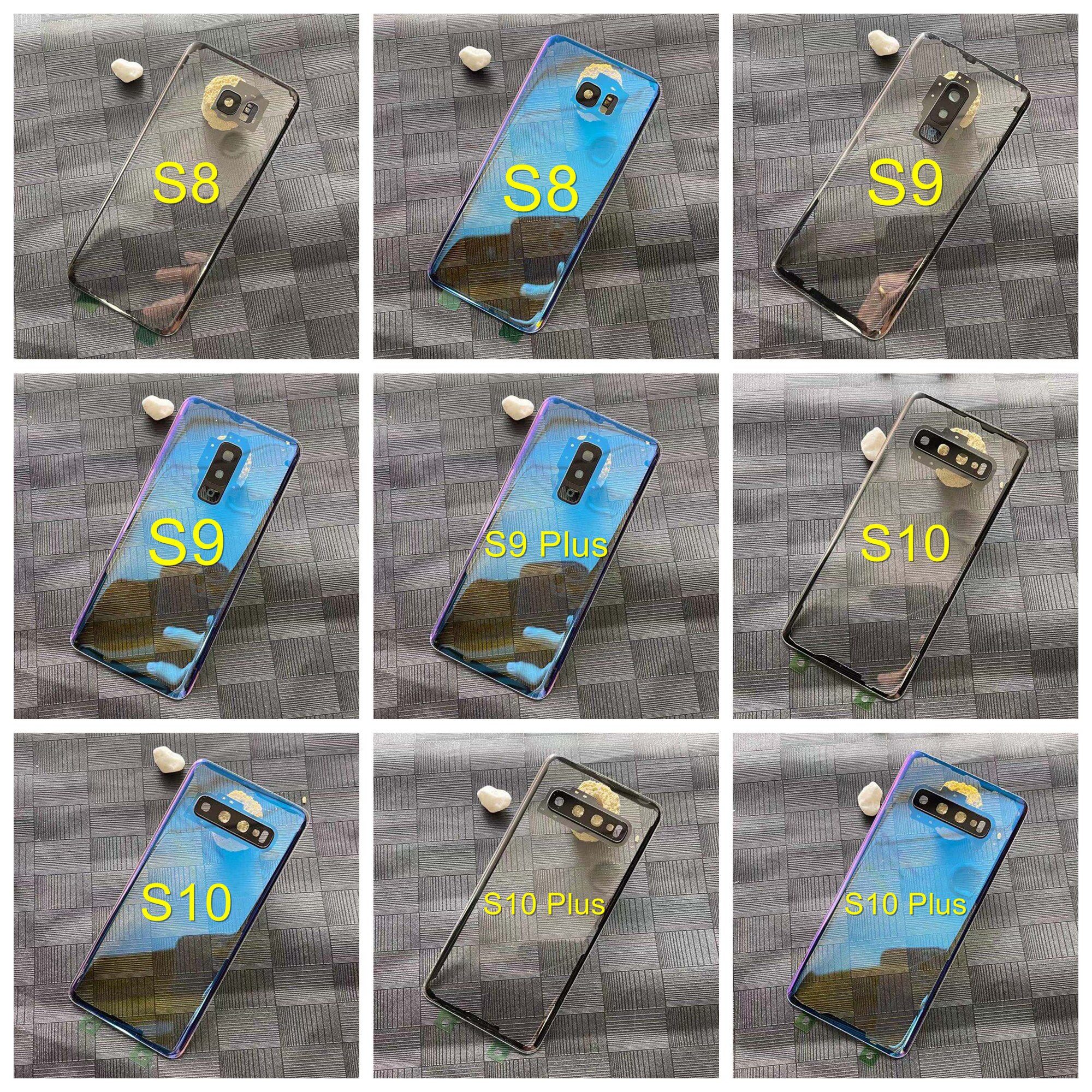 Clear Cover For Samsung Galaxy S8 S9 Plus S10 5G Back Battery Cover Rear Housing Door Glass Panel With Camera Lens Replacement