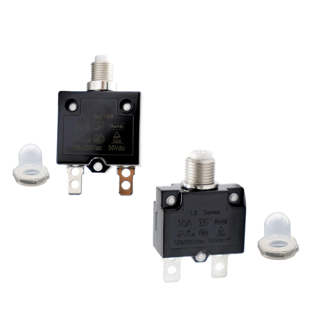 2X 30A/10A Circuit Breaker Overload Protector Switch + Clear Waterproof Cap