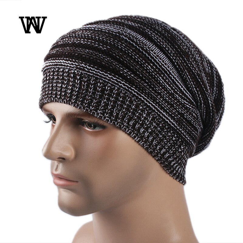 Stripete baggy skullies lue luer for menn vinterlue dame utendørs lue dame myk varm strikket lue for gutter ttm-czx 9