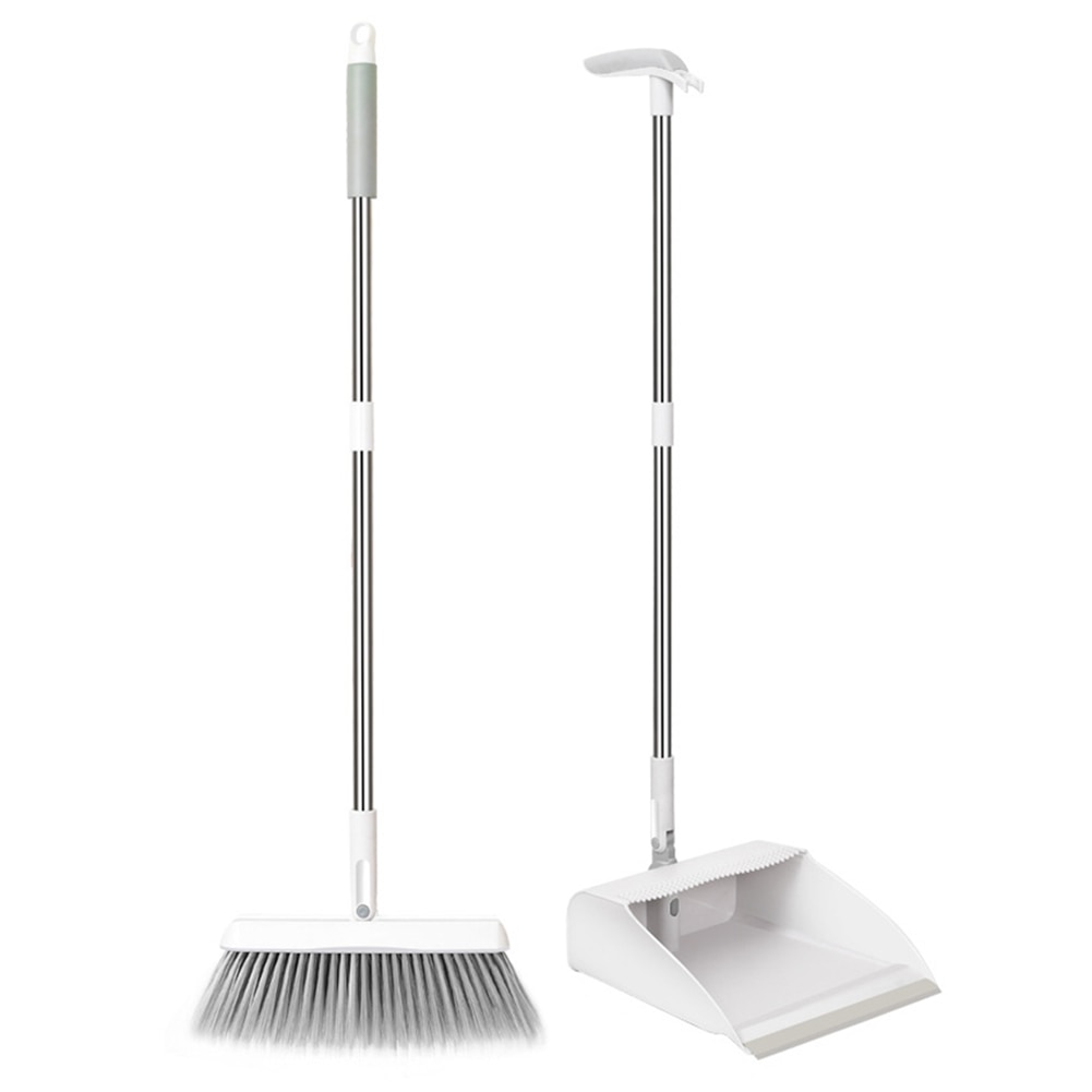 Practical Folding Standing Broom Dustpan Set Windproof Rotatable Windproof Floor Cleaning Tool Durable Swivel Broom Home Devices