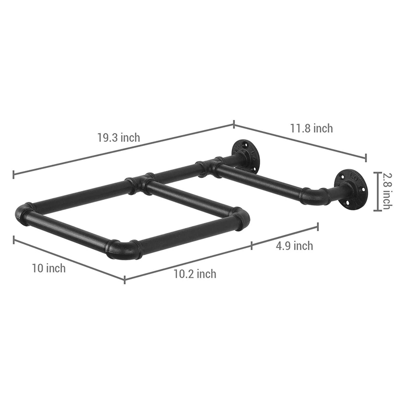 Wall-Mounted Black Industrial Pipe Home Gym Exercise Ball And Inflatable Yoga Balls Fitness Storage Display Rack