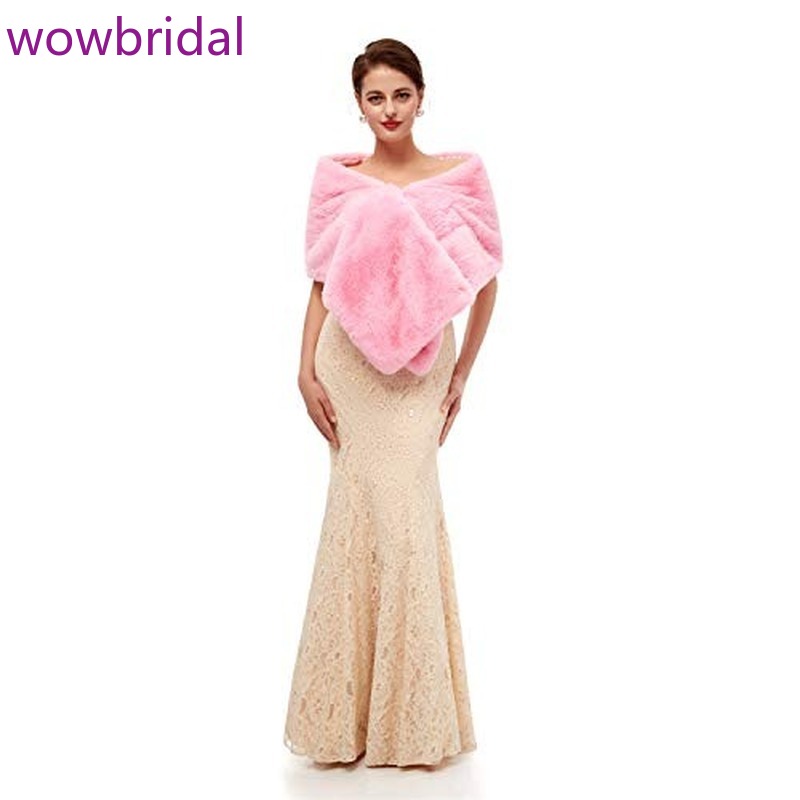 Bolero Jacket Avondjurk Sjaal Bridal Wraps Fur Cape Fur Sjaal Veer Robe Sheer Wit Bont Mantel Winter Witte Mantel jas