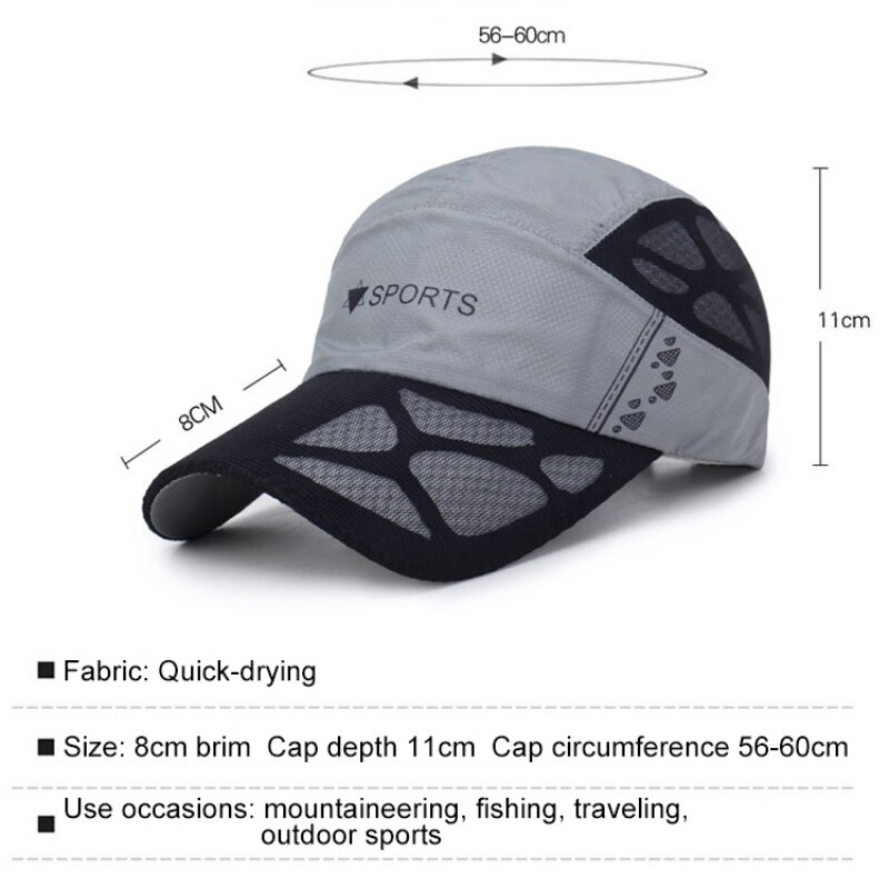 Outdoor Sun Hats Quick Dry Mesh Golf Fishing Cap Adjustable Unisex Baseball Caps Style