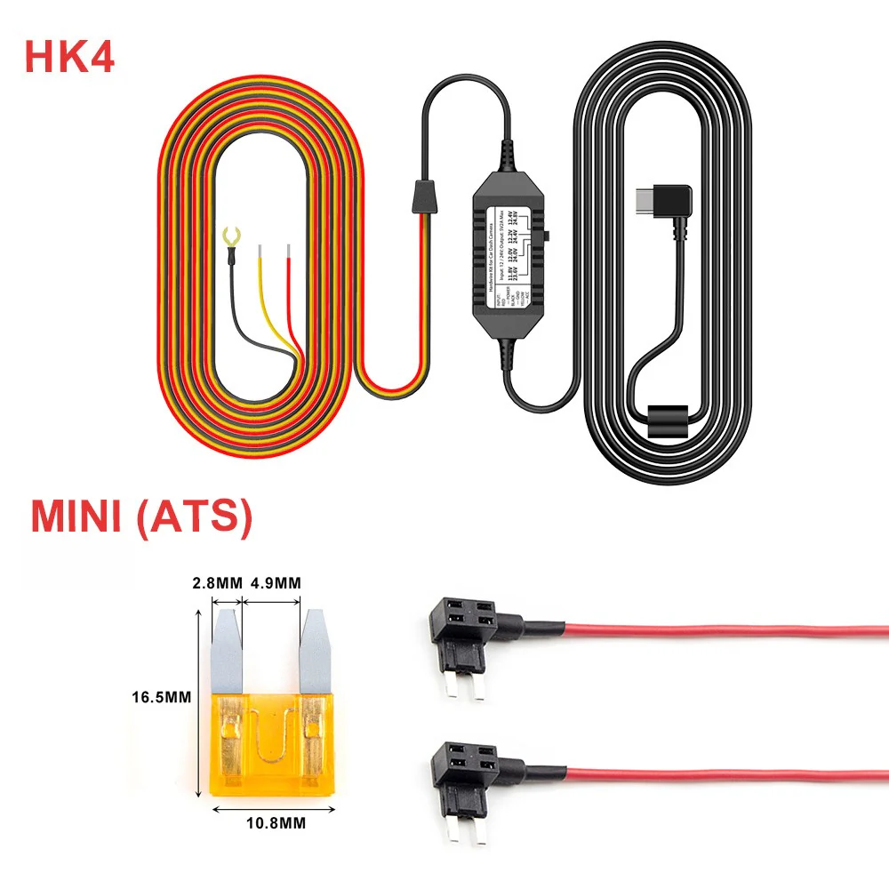 Viofo Original HK4 para A119Mini/ A229/ T130/ WM1 Dash Cam ACC Hardwire Kit Cable 3 cables para modo de estacionamiento: Morado