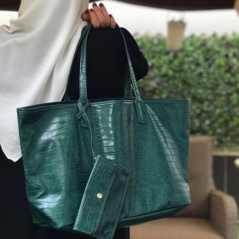 TOPHIGH Krokodil aufbringen Frauen Handtasche Strauß/Schlange Frauen Schulter Tasche Quaste Tote Große Kapazität Einkaufstaschen