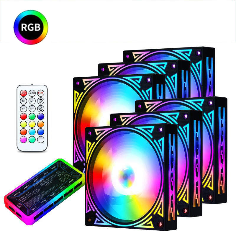 Cooling RGB Fan 120mm with Remote Control Controller Adjustable Speed Adjust LED 12CM PC Case Fans for Computer Components