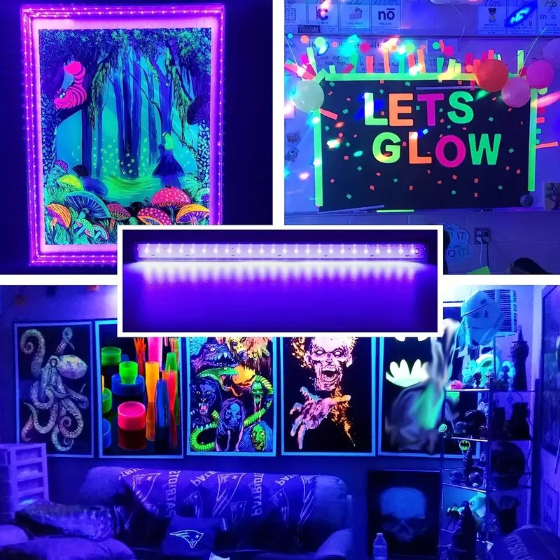 Barra de luz negra de luz UV USB de 5W para pintura corporal, luces negras de 395nm, póster de tapiz, tira de luces UV de tubo T5 para brillante para gabinete