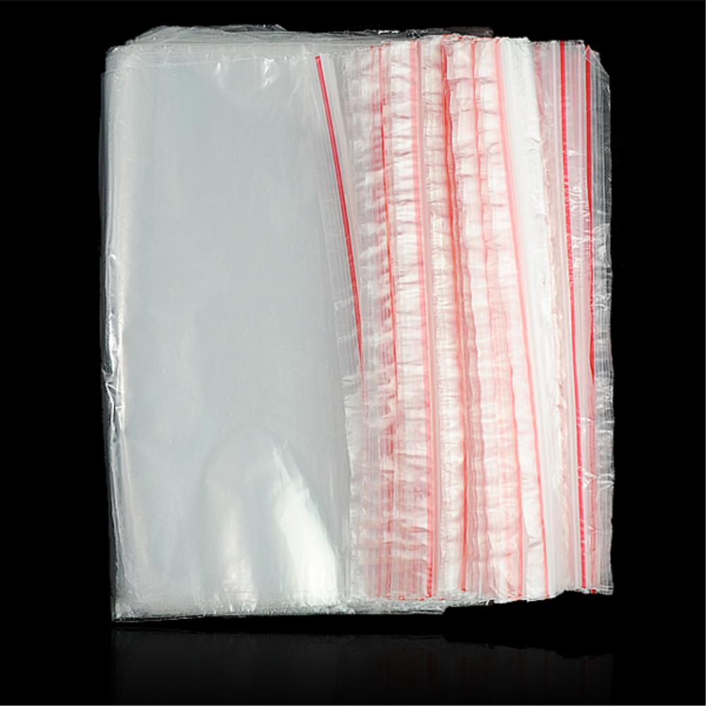 100pcs/pack Jewelry Zip Lock Zip Zipped Lock Reclosable Plastic Poly Clear Bags Clear Packing Storage Bags Closure pockets