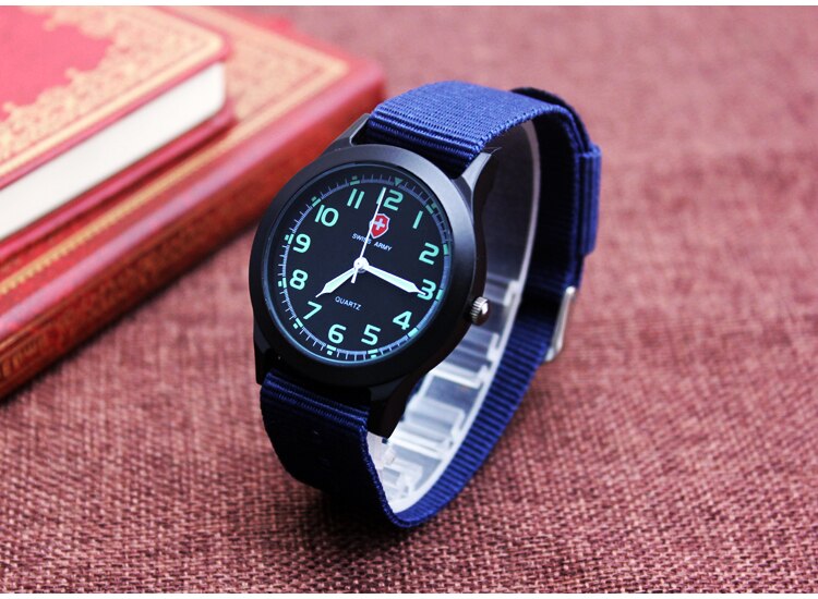 Middelbare scholieren unisex platina nylon stof horloge sport dunne jongens meisjes canvas kwarts jurk polshorloges voor jongens meisjes