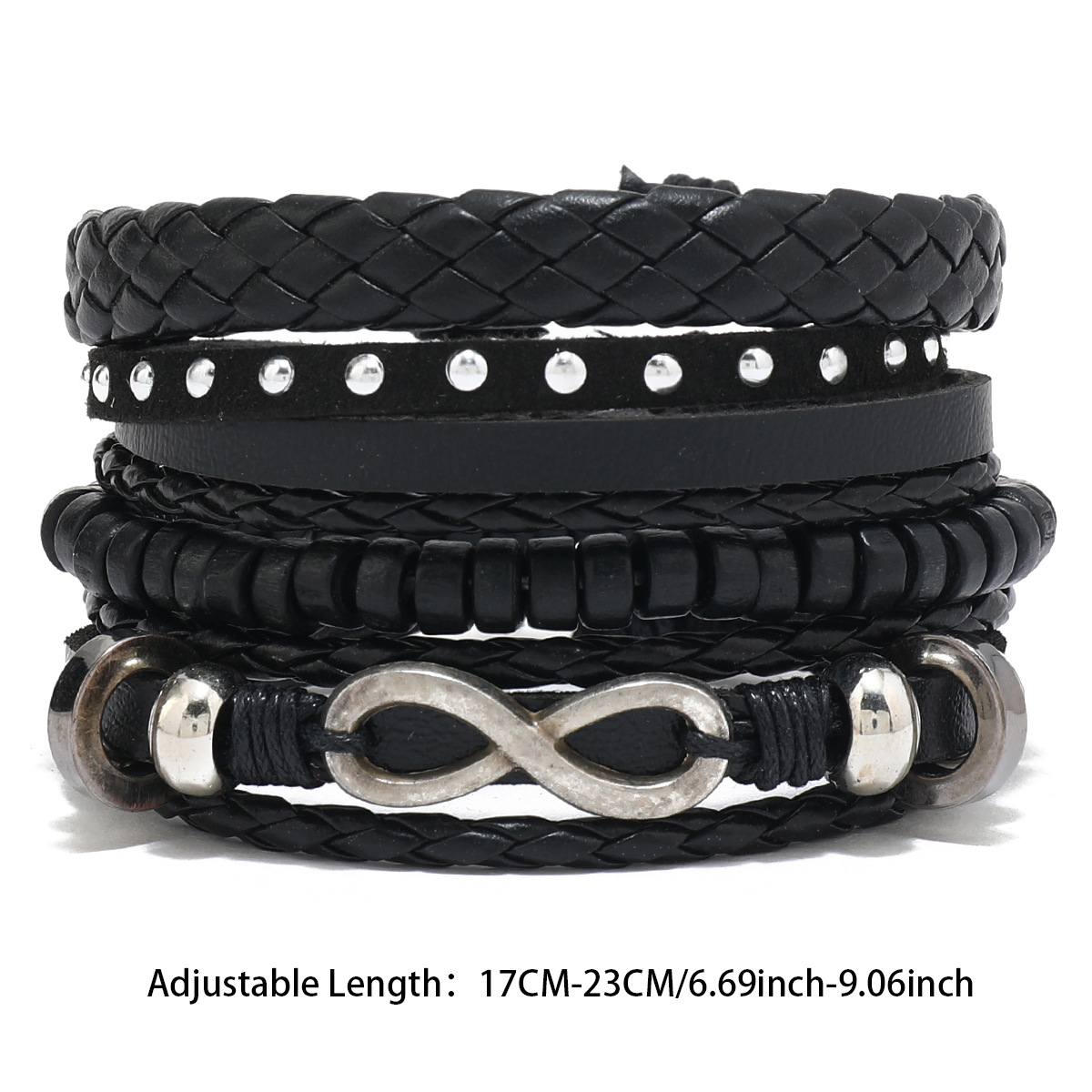 6/4PCS 3 Stijl PU Wodeen Gevlochten Wrap Lederen Armband voor Mannen Vintage Leven Houten Kralen mode Mannelijke Armband: green