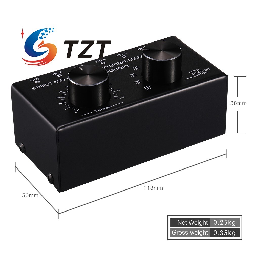 Selettore di segnale di ingresso Audio TZT interruttore di ingresso Audio selettore Audio RCA 6 in e 1 fuori