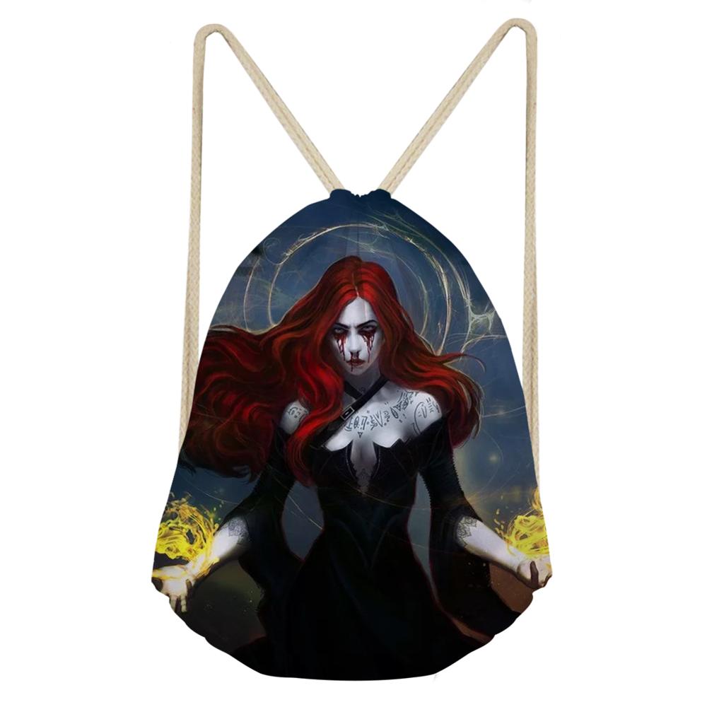 Gothic Dark Art Koord Tassen Voor Vrouwen Meisjes Trekkoord Rugzak Rugzak Black Travel Opslag Pouch Mochila Bundel Zak