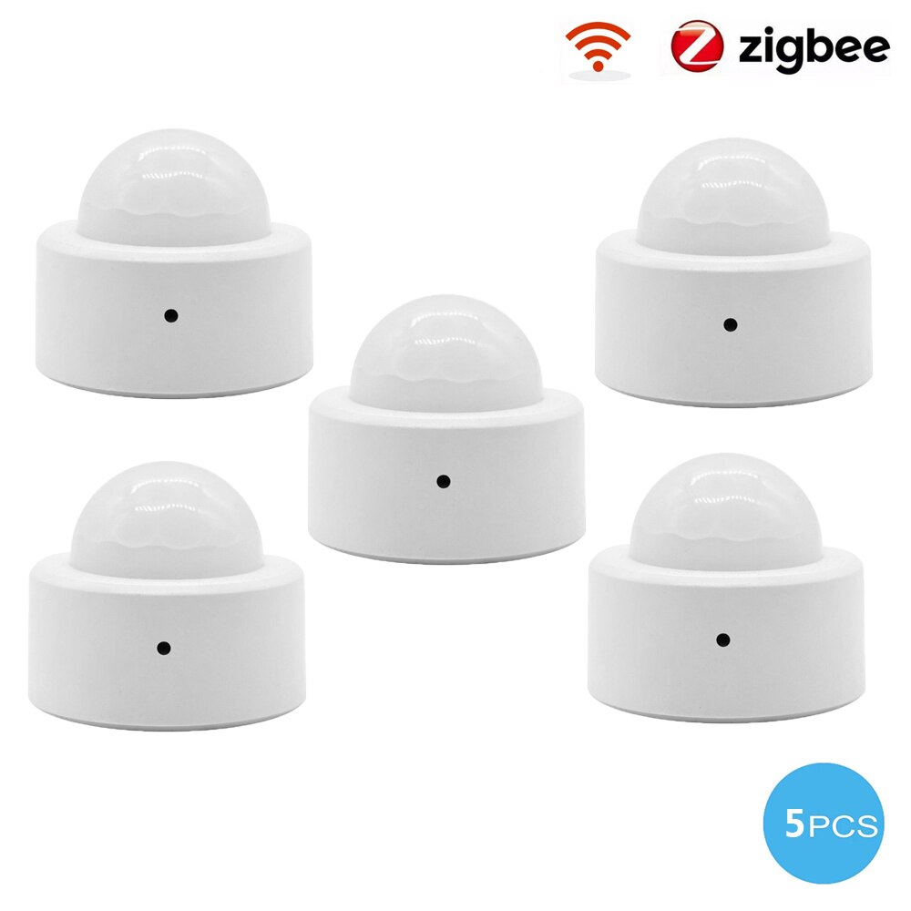 Tuya Smart Zigbee Pir Human Body Motion Sensor Draadloze Infrarood Detector Security Inbreker Huis Alarm Compatibel Smart Leven App: 5PCS