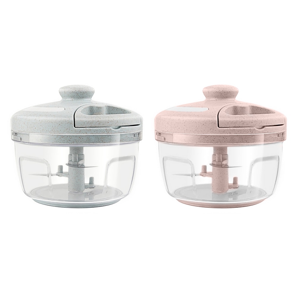 Manual Chopper Food Processor with Mixing 3pcs Sharp Blades Vegetable Fruit Household Multifunctional Shredder Anti-Slip Base