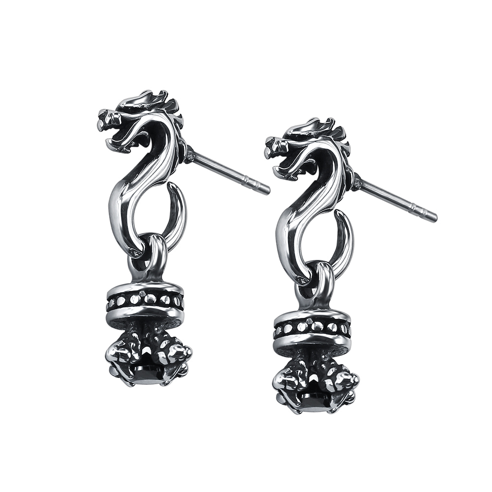 AOEDEJ Mens Punk Skull Stud Earrings 316L Stainless Steel Earrings Snake Hip Hop CZ Earrings Gothic Jewelry: M